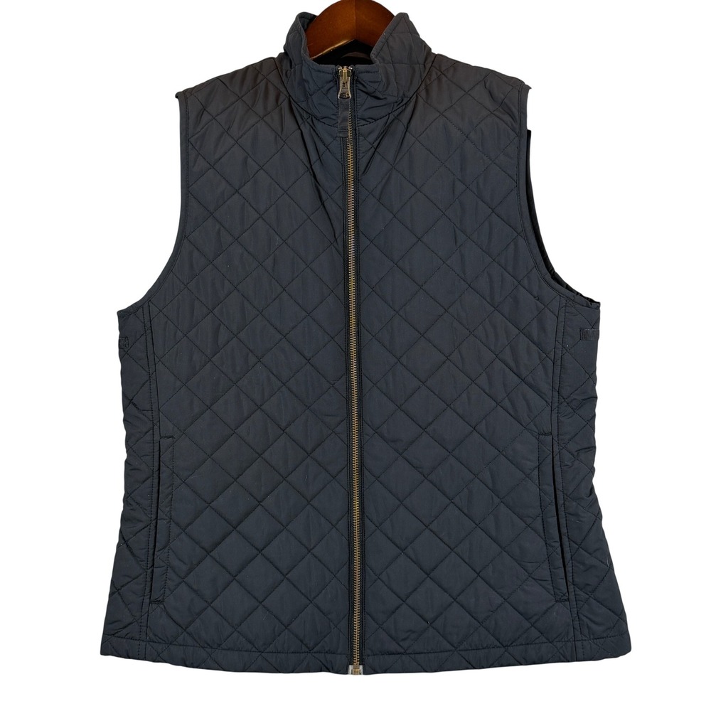 Lands' End S 6-8 Black Quilted Thermolite Vest Full Zip Lightweight Insulated